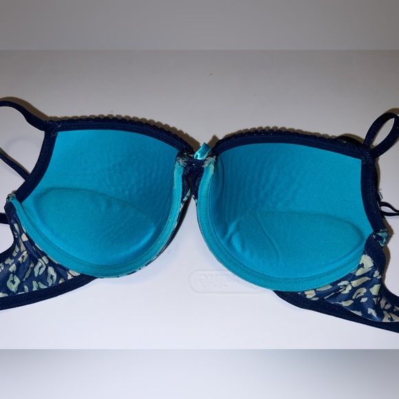 Size 36b blue and green animal print cheetah leopard push up bra - Picture 4 of 5